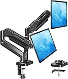 MOUNTUP Dual Monitor Stand for Desk, Gas Spring Monitor Arms for 2 Monitors 32 27 24 22 Inches, Height Adjustable Double Monitor Mount, VESA Mount with C-Clamp & Grommet Base, Holds 4.4-17.6lbs, Black