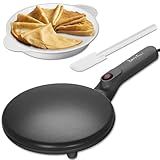 Baker's Friend Crepe Maker Machine with Auto Power Off, Portable Crepe Maker with Non Stick Dipping Plate, Automatic Temperature Control, Graphite