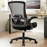 NEO Chair Office Desk Chair Computer High Back Mesh Gaming Seat with Ergonomic Adjustable Comfy Flip-up Armrests Lumbar Support Height for Home (Black)