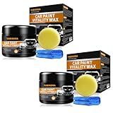Car Wax Polish, Carnauba Wax Restores Shine High Hydrophobicity & Antioxidant, Long-Lasting Protection Gentle Formula For Cars, Rvs, Trucks, Motorcycles - Includes Sponge & Towel - 3.53oz, 2 Set