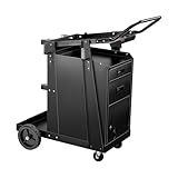 VEVOR Welding Cart, 2 Drawers Welder Cart Heavy Duty with Anti-Theft Lockable Cabinet, 350LBS Static Weight Capacity, 360° Swivel Wheels, Tank Storage Safety Chains for MIG TIG Welder, Plasma Cutter