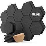 18 Pack Hexagon Acoustic Panels, Self-Adhesive Soundproof Wall Panels, High Density Acoustic Wall Panels, Sound Proofing Panels for Walls, Office, Reccording Studio, Ceiling 12" X 10" X 0.4" Black