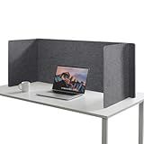 Keemute Desk Divider Privacy Screen 3 Panel Sound Absorbing - 47.2”x 23.6”x 19.7” Freestanding Acoustic Partitions for Office, Noise Reducing Panels for School, Home, Library,Dark Grey