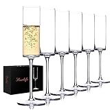 BACLIFE Crystal Champagne Flutes Set of 6 - Hand Blown Champagne Glasses With Long Stem - 6.5 oz Elegant Sparkling Wine Stemware - Unique Gift for Mother's Day,Birthday,Wedding - Clear