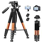 Victiv 74” Camera Tripod, Phone Tripod for iPhone with Phone Holder, Orange