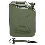 5 Gallon Metal Container with Spout and Handle for Water Liquid 20L Sturdy Storage Jar for Cars Trucks Motorcycle Automotive Equipment (Green, 1 Pack)