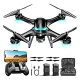 Drone with 1080P Camera for Beginners, Remote Control Quadcopter with Gestures Selfie, Altitude Hold, One Key Start, 3D Flips, 2 Batteries, Toy for Beginners, Black
