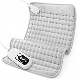 Deepsoon Heating Pad,Electric Heating Pads for Back,Neck,Abdomen,Moist Heating Pad for Shoulder,Knee,Arms,Legs,Dry/Moist Heat & Auto Shut Off,Christmas Gifts for Men and Women,White Gray,24x12 Inch