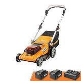 LawnMaster 48V MAX Electric Lawn Mower, 19-inch Brushless Cordless Lawn Mower with 2X24V MAX 4.0Ah Battery and a Dual Charger-CLMF4819A