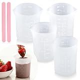 [4 Pcs] Silicone Measuring Cups for Melting Chocolate - 12 & 8 OZ Capacity Reusable Chocolate Melts Cups for DIY Cake Cupcake Strawberry, Microwave and Diswasher Safe