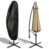 Patio Umbrella Cover for 7.5ft to 11.5ft Cantilever Umbrella - 420D Outdoor Offset Umbrella Cover, Heavy Duty Waterproof Garden Parasol Covers (Fits Banana-Style Umbrella up to 7.5′S/11.5′R)