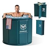 Zennest Foldable Portable Bathtub for Adults – 2-in-1 Hot & Cold Plunge, 105-Gal Large Capacity Collapsible Bathtub Adult, 6-layer Insulated Portable Soaking tub - Space-saving Design