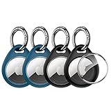 UNBREAKcable AirTag Holder for Apple - 4 Pack Air Tag Case [Fit Tightly Design] [Easy to Install] [Hold Securely] Waterproof TPU Protective Cover with Metal Keychain for Kids,Pet,Luggage,Backpack,Keys