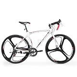 Outroad Road Bike 14 Speed 700C Wheel with Light Aluminum Alloy Frame Commuter Bicycle with Dual Disc Brakes for Men, Women and Adult Racing Bike, 14 Speed-White