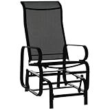 Outsunny Outdoor Glider Chair, Gliders for Outside Patio with Smooth Gliding Mechanism and Lightweight Construction for Backyard, Black