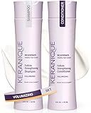 Keranique Volumizing Shampoo & Conditioner Set for Hair Repair, Growth & Thinning Hair Support – Keratin, Biotin, Menthol & Niacinamide, Lightweight Strengthening Formula - Keratin Amino Complex™