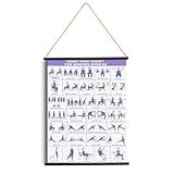 hhdatc 31 Poses Illustrated Fabric Poster Chair Yoga Wall Chart with Hanging Rod & Rope Foldable Stretching & Mobility Guide Chair Exercise Chart for Home Office or Studio