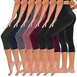 TNNZEET 7 Pack Capri Leggings for Women, High Waisted Soft Black Workout Yoga Pants