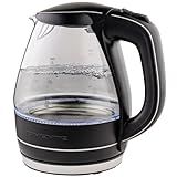 OVENTE Electric Kettle, 1.5L Borosilicate Glass Countertop Water Heater and Boiler for Coffee or Tea, BPA-Free, Auto Shut-Off, Boil-Dry Protection, Removable and Washable Spout Filter, Black KG83B