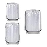 FABULWAY Clear PVC Luggage Cover Protectors - Transparent Waterproof Suitcase Sleeve for 20"+24"+28" Wheeled Suitcases (3PCS)