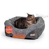 K&H Pet Products Thermo-Pet Lounge Sleeper Indoor Heated Pet Bed for Cats & Dogs, Bolstered Warm Calming Pillow Bed, Waterproof Heated Pad, Machine Washable, Safety Listed - Small 20.5 X 19.5in
