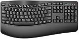QUASIO Ergonomic Wireless Keyboard with Wrist Rest, Wave Keys, Comfortable Natural Typing, 2.4GHz Full Size Ergo Wireless Computer Keyboard for Multi-OS, Windows, Mac OS Laptop/PC/Notebook (Black)