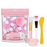 ZMBeautk 100 pcs Compressed Facial Mask Sheet Beauty DIY Disposable Mask Paper Natural Cotton Skin Care Wrapped Masks Normal Thick，Get a Small Mask Bowl, Mask Brushes