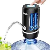 Water Pump for 5 Gallon Bottle, USB Charging Automatic Water Dispenser with Rechargeable Battery, Portable Electric Drinking Water Jug Pump for Home, Kitchen, Living Room, Office, Camping - Black