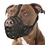 Mayerzon Pitbull Muzzle for Large Medium Sized Dogs to Prevent Biting Scavenging, Basket Muzzle for Rottweiler Staffordshire Terrier in Grooming Training, Allow to Pant Drink, Lightweight and Sturdy