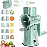 MklusiveTech 5 in 1 rotary cheese grater vegetable slicer rotary cheese grater with handle le d affaires 5 in 1 cheese shredder hand crank green