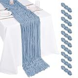 10 Pack Dusty Blue Cheesecloth Table Runner 17x108 Inch Boho Gauze Cheese Cloth Table Runners for Wedding Party Baby Shower Birthday Home Decor