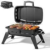 MASTER COOK 10,000 BTU Portable Gas Grill, Outdoor Compact Tabletop BBQ Propane Grill with Foldable Legs for RV, Camping, Patio, Tailgating