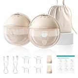 Paruu P16 Pro Wearable Breast Pump, Hands-Free Electric Breast Pump with 160min Battery & Night Light, 4 Modes & 12 Levels, 309mmHg Suction, 24mm Flange, Storage Bag & Dust Cover, 2 Pack (Champagne)