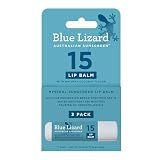 BLUE LIZARD Mineral SPF 15 Lip Balm, 3-Pack: Broad Spectrum Sun Protection, Natural Coconut Flavor, 8 Natural Oils, Infused with Australian Kakadu Plum, Rich in Vitamin C, Vegan, Each Tube 0.13 oz.