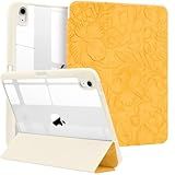 MrARTIST for iPad A16/10th Generation Case - Flower Tablet Case Cute for Women Girls Girly Kawaii Aesthetic Preppy Kawaii Chic Cool Design for Apple Leather Tablet Cover with Pencil Holder, Yellow