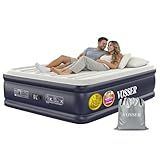 VOSSER Air Mattress Queen with Built-in Pump, 18" Raised Inflatable Blow Up Mattress,Upgraded Heavy Duty Portable Air Bed for Home,Guests,Floor & Camping, Self Inflating Colchon Inflable,Gift for Mom