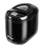 Elite Gourmet Programmable Bread Maker, 2 lb Loaf, 3 Sizes, 19 Presets incl. Gluten-Free, Dough & Jam, Delay Timer, Black