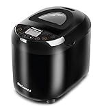 Elite Gourmet Programmable Bread Maker, 2 lb Loaf, 3 Sizes, 19 Presets incl. Gluten-Free, Dough & Jam, Delay Timer, Black