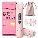CoolHair Bikini Trimmer for Women,Smooth Electric Razor for Sensitive Skin, IPX7 Waterproof Wet & Dry Cordless Body Shaver & Grooming Set for Bikini Area, Pubic Hair, Face, Underarms & Legs (Pink)
