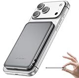 Aobbow Magnetic Portable Charger, 50% Smaller & Slimmer 5000mAh Power Bank with LED Display, 15W Fast Charging Battery Pack, Travel Essential MagSafe Compatible Charger for iPhone 17/16/15 - Gray