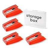 4 Pack Record Player Needles Replacement Compatible with Crosley, Victrola & More Turntable, Premium Ruby Stylus with Clear Storage Box, Phonograph Cartridge Needle for Vinyl Records Accessories
