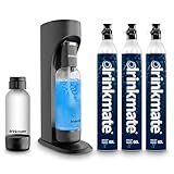 Drinkmate OmniFizz Sparkling Water Maker & Soda Streaming Machine | Carbonates Any Drink | ULTIMATE BUNDLE | Includes Three 60L CO2 Cartridges + Two BPA-Free Bottles (Matte Black)