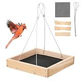 BBPECO Eco-Friendly Wooden Platform Bird Feeder – Durable & Stable Outdoor Wild Bird Tray, Easy-to-Hang (Assembly Required)