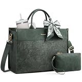 LOVEVOOK Laptop Tote Bag for Women, Vintage Work Bag with Large Cup Holder