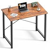 DUMOS 32 in Small Computer Desk for Home Office, Modern Study Work Table Simple Style for Bedroom, Writing Desks with X-Shaped Reinforcement, Rust