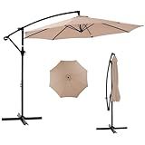 NEWBULIG 10FT Patio Umbrella, Offset Cantilever Outdoor Patio Table Umbrella, UV Protection, Fade Resistant Fabric, Easy Tilt Adjustment for Pool, Deck, Garden, Backyard, Khaki