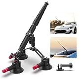NEEWER Triple Suction Cup Car Mount Compatible with Insta360 X5 X4 GoPro DJI OSMO 360 Cameras, Quick Release Outside Windshield Magic Arm Mount Kit with 2 in 1 Extension Pole/Selfie Stick, CA065