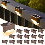 SOLPEX Solar Deck Lights Outdoor 16 Pack,Step Light Waterproof,Warm White