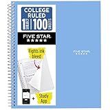 Five Star Spiral Notebook + Study App, 1 Subject, College Ruled Paper, 8.5" x 11", 100 Sheets, Blue (Color May Vary) (72565)