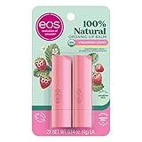eos 100% Natural & Organic Lip Balm Sticks - Strawberry Sorbet, All Natural Lip Balm, All-Day Moisture, Dermatologist Recommended, 0.14 oz, 2-Pack